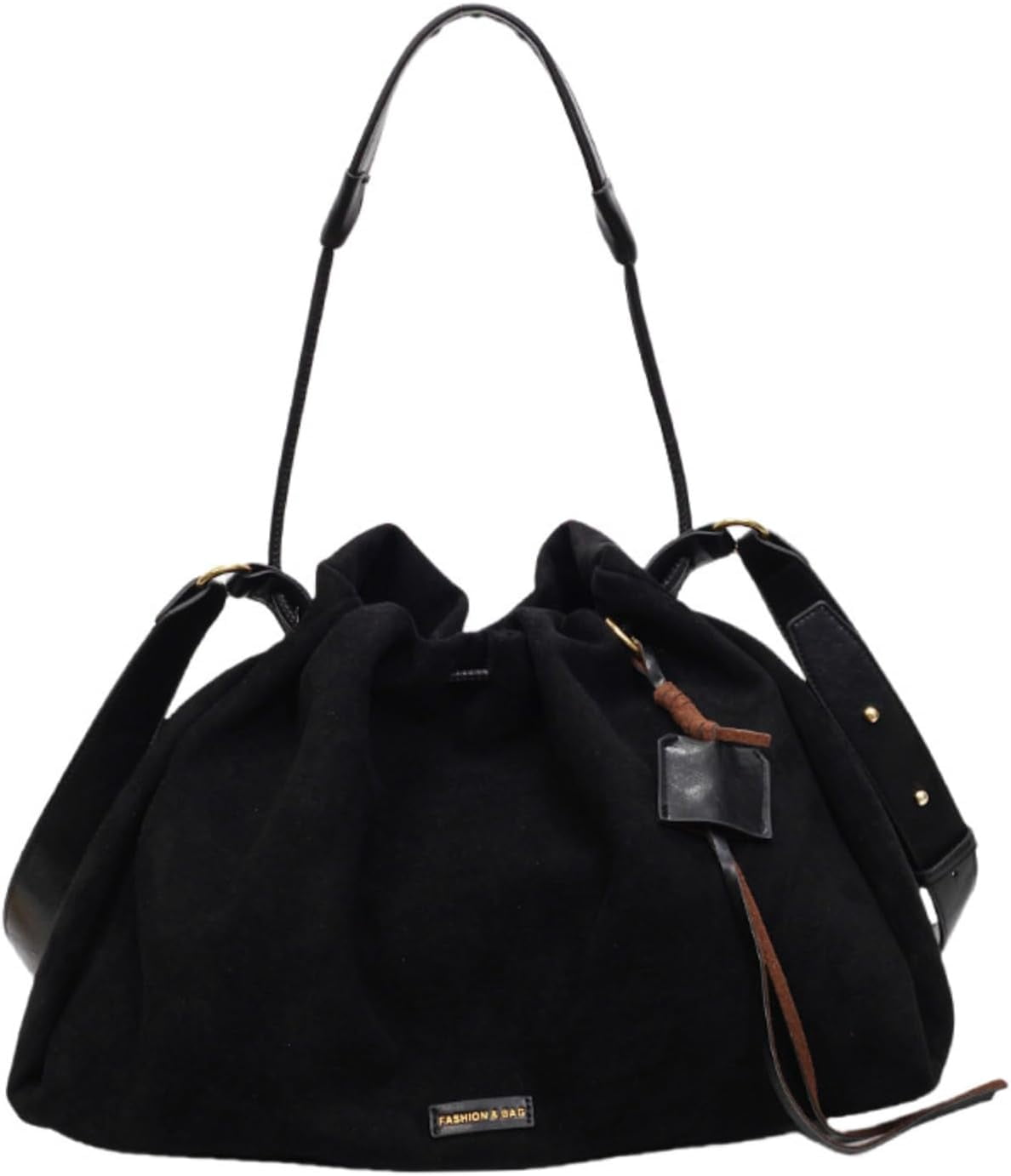 SPEKSEE Suede Bag for Woman Faux Suede Large Satchel Crossbody Tote Purse Drawstring Vintage Fall Winter Hobo Handbag