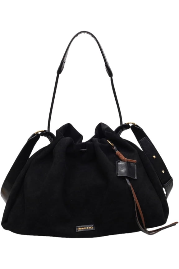 Suede Bag for Woman Faux Suede Large Satchel Crossbody Tote Purse Drawstring Vintage Fall Winter Hobo Handbag