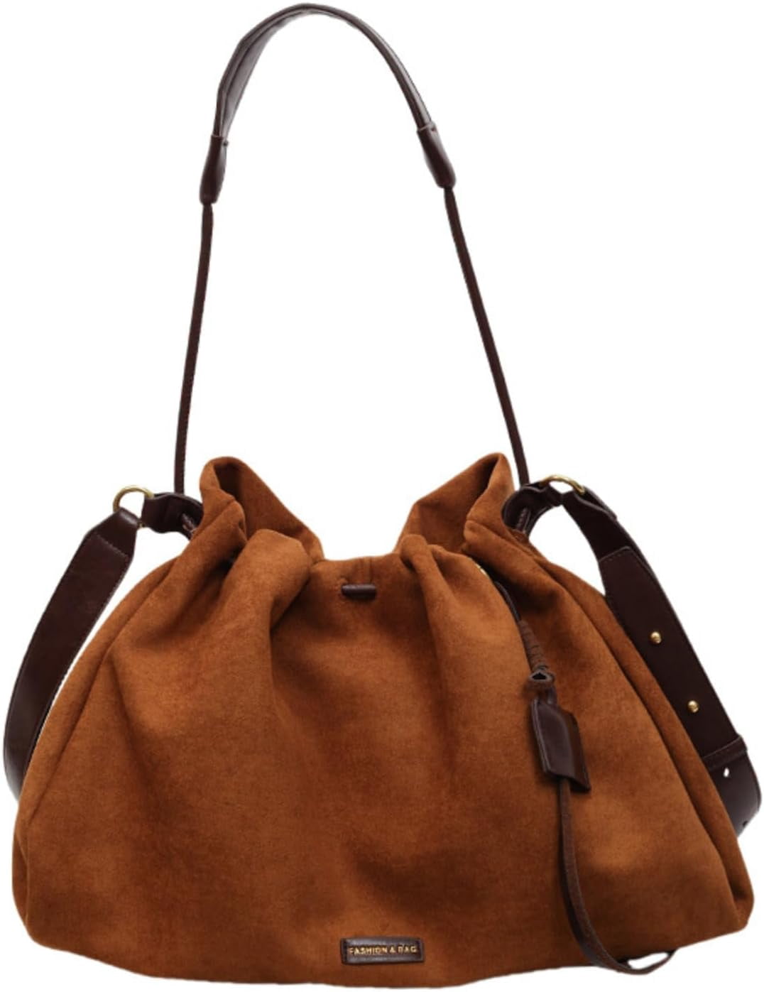 SPEKSEE Suede Bag for Woman Faux Suede Large Satchel Crossbody Tote Purse Drawstring Vintage Fall Winter Hobo Handbag
