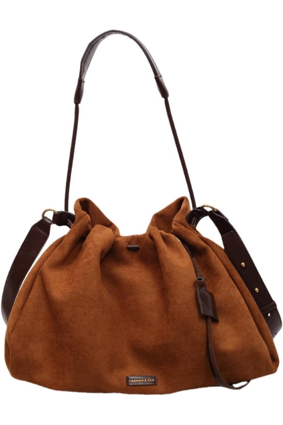 Suede Bag for Woman Faux Suede Large Satchel Crossbody Tote Purse Drawstring Vintage Fall Winter Hobo Handbag