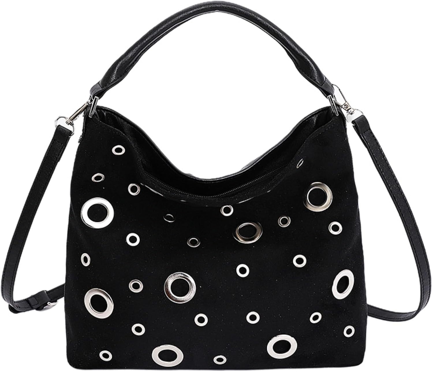 SPEKSEE Suede Hobo Bag for Women Studded Grommet Crossbody Tote Vintage Slouchy Shoulder Handbag Stylish Fall Purse