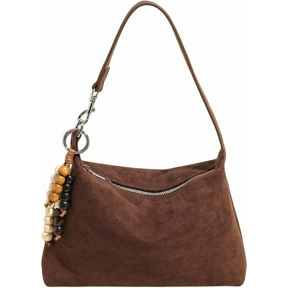 SPEKSEE Suede Tote Bag for Women with Pendant Underarm Bags Shoulder Handbags Purses Casual Hobo Bags for Daily Use