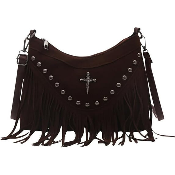 SPEKSEE Tassel Shoulder Bag PU Cowgirl Purse Boho Western Purse Solid Color for Women Travel Shopping Daily Use