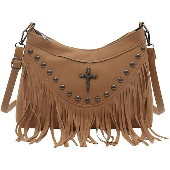 SPEKSEE Tassel Shoulder Bag PU Cowgirl Purse Boho Western Purse Solid Color for Women Travel Shopping Daily Use