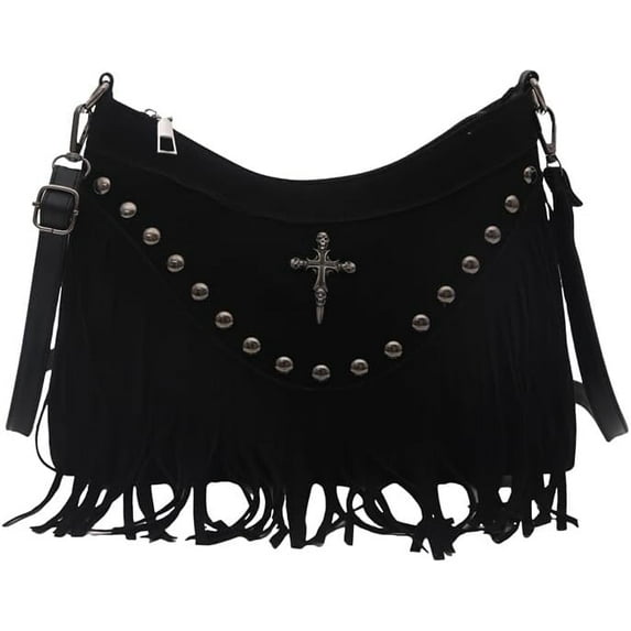 SPEKSEE Tassel Shoulder Bag PU Cowgirl Purse Boho Western Purse Solid Color for Women Travel Shopping Daily Use