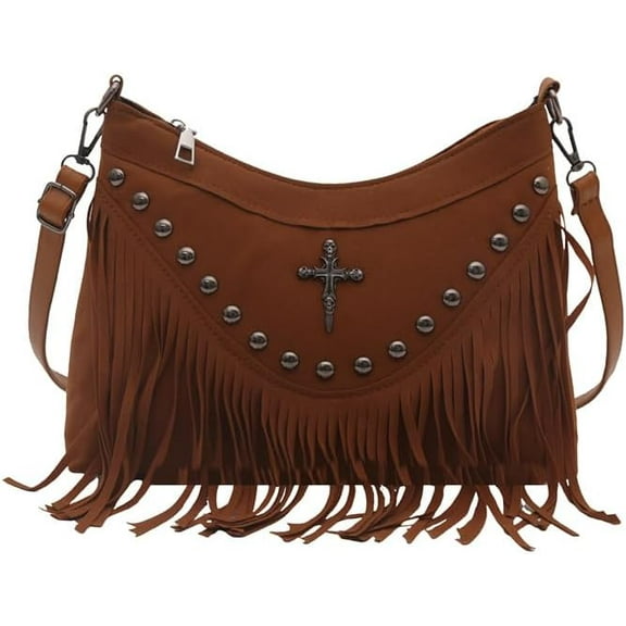 SPEKSEE Tassel Shoulder Bag PU Cowgirl Purse Boho Western Purse Solid Color for Women Travel Shopping Daily Use