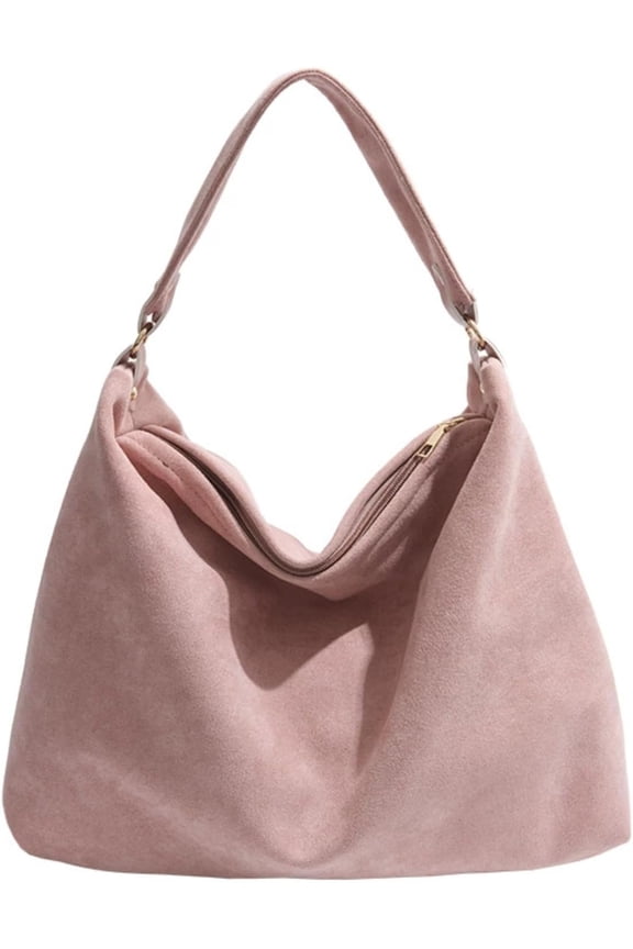 Trendy Suede Crescent Shoulder Bag for Women Large Capacity Suede Purses for Work Travel College Tote Handbag