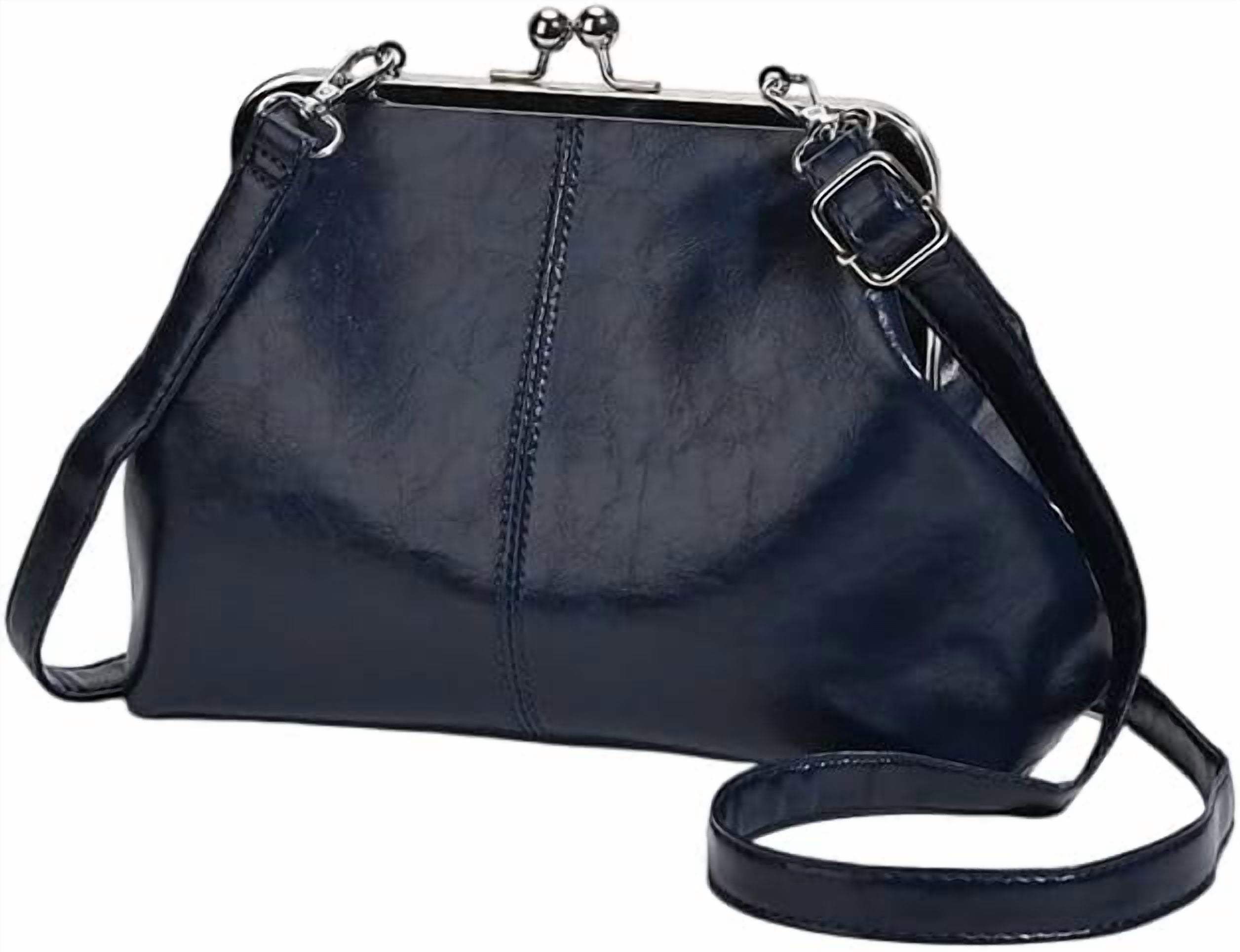 SPEKSEE Vintage Crossbody Bags for Women, Retro PU Leather Hobo Bag with Metal Kiss Lock, Large Brown Purse for Fall&Winter