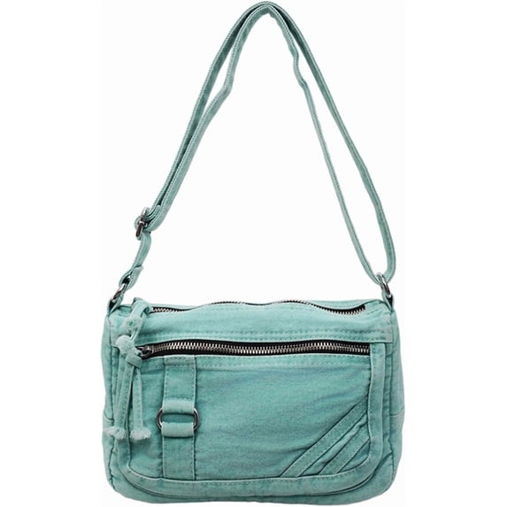 SPEKSEE Vintage Denim Crossbody Bag for Women, Casual Small Square Shoulder Purse with Multi‑Pocket, Adjustable Strap Lightweight Denim Sling Handbag for Daily Travel Shopping