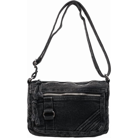 SPEKSEE Vintage Denim Crossbody Bag for Women, Casual Small Square Shoulder Purse with Multi‑Pocket, Adjustable Strap Lightweight Denim Sling Handbag for Daily Travel Shopping