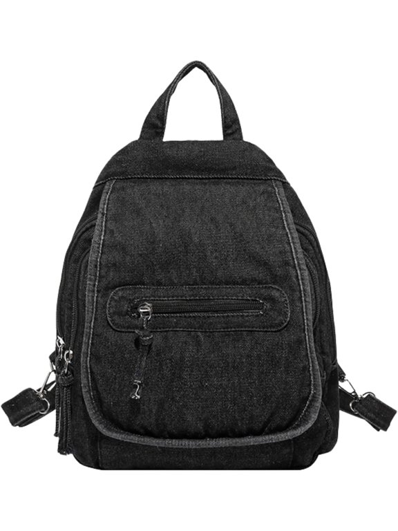 Vintage Denim Mini Backpack, 2‑Way Convertible Crossbody Chest Bag, Multi‑Pocket Casual Daypack for Travel Daily Outdoor Use