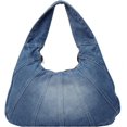 thumbnail image 1 of SPEKSEE Vintage Washed Denim Hobo Shoulder Bag for Women, Stitched Spliced Denim Dumpling Hobo Bag, Zip Top Casual Underarm Handbag, Large Capacity Daily Fashion Tote Purse, 1 of 8