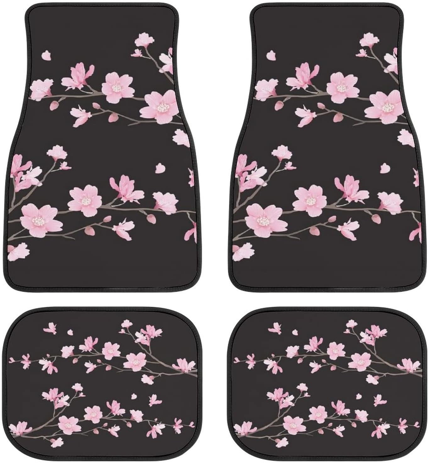 Cherry Blossom Black and Pink Car Floor Mats Set of 4