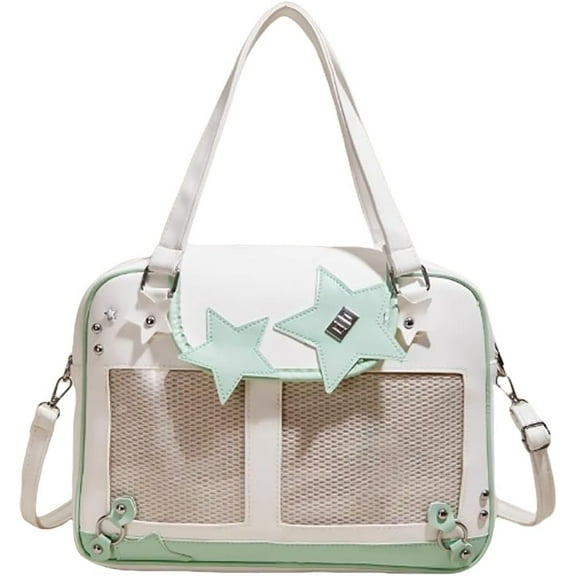 SPEKSEE Women Display Shoulder Bag Large Capacity Ita Handbag PU Leather Kawaii Star Itabag Travel Shopping Commute Bag