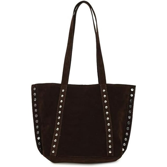 SPEKSEE Women Faux Suede Rivet Tote Bag Solid Color Shoulder Bag Underarm Bag Handbag Large Capacity for Daily Travel