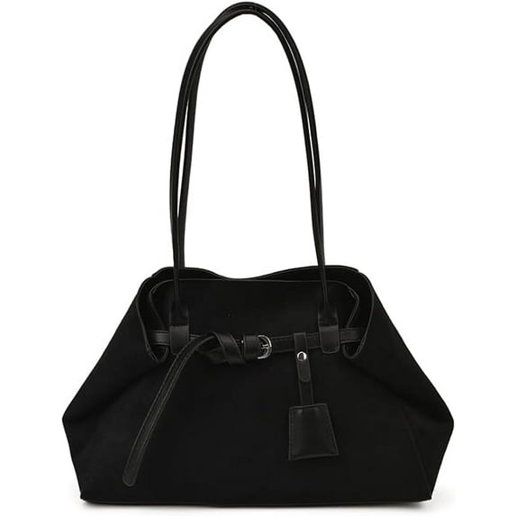 SPEKSEE Women Faux Suede Shoulder Bag Solid Color Underarm Bag Top-Handle Bag Large Capacity for Travel Shopping Daily Use