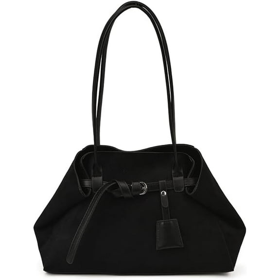 SPEKSEE Women Faux Suede Shoulder Bag Solid Color Underarm Bag Top-Handle Bag Large Capacity for Travel Shopping Daily Use