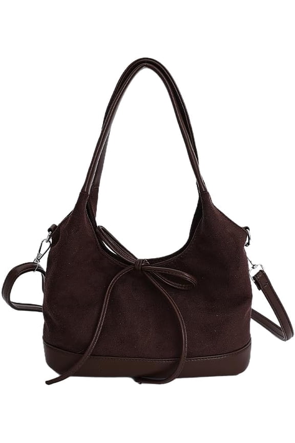 Women Faux Suede Underarm Shoulder Bags W/Adjustable Strap Simple Korean Style Handbag Fashion Crossbody Bag for Work