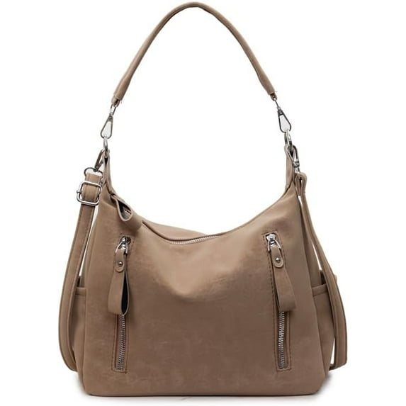 SPEKSEE Women Frosted PU Shoulder Bag with Multi Zipper Handbag Top-Handle Bag Large Capacity for Travel Shopping Daily Use