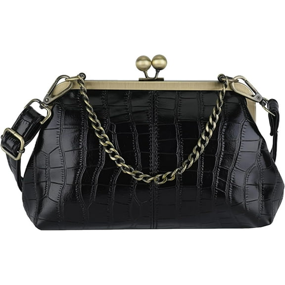 SPEKSEE Women PU Leather Kiss Lock Shoulder Bag Shoulder Crossbody Bag Texture Crossbody Bag for Work Shopping Travel Daily Use