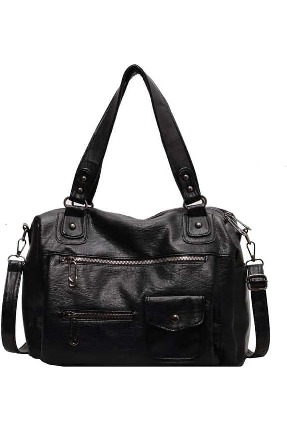 Women PU Leather Solid Color Shoulder Bag W/Zipper Closure Large Capacity Crossbody Bag Single Shoulder Crossbody Bag for Wo