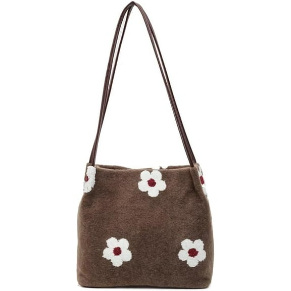 SPEKSEE Women Plush Fabric Shoulder Bag Autumn Winter Underarm Bag Fuzzy Tote Bag for Shopping Work