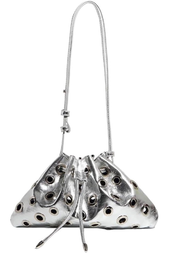Women Rivet Bucket Handbag Large Capacity Metal Stud Y2k Shoulder Bag PU Leather Trendy Rivet Sling Bag Shopping Vacation Han