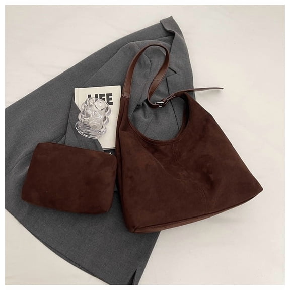 SPEKSEE Women Suede Shoulder Bag Stylish Crossbody Bag Large Capacity Chic Hobo Bag Solid Color Casual Tote Purse Adjustable Strap
