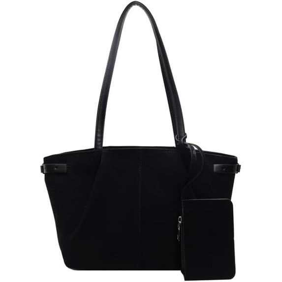 SPEKSEE Women Suede Shoulder Bag with Inner Pocket Tote Bag with Zipper Solid Color Satchel Bag for Work Travel