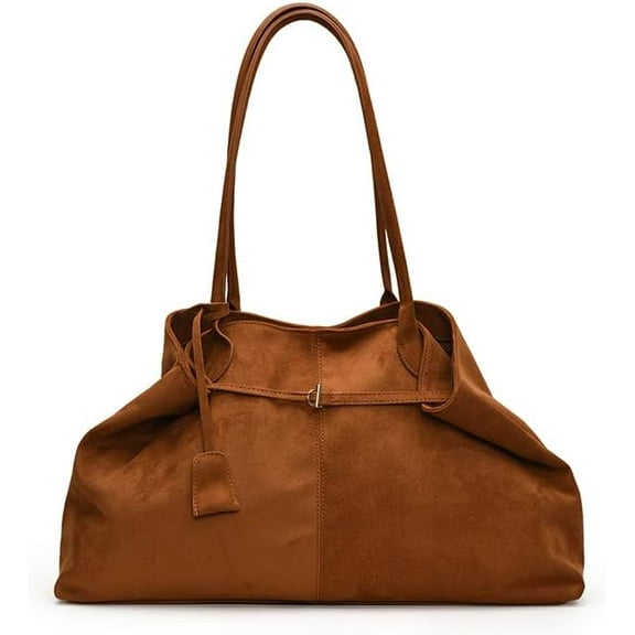 SPEKSEE Women Suede Tote Bag Solid Color Handbag Large Capacity Underarm Bag Trendy Satchel Bag for Work Travel Shopping