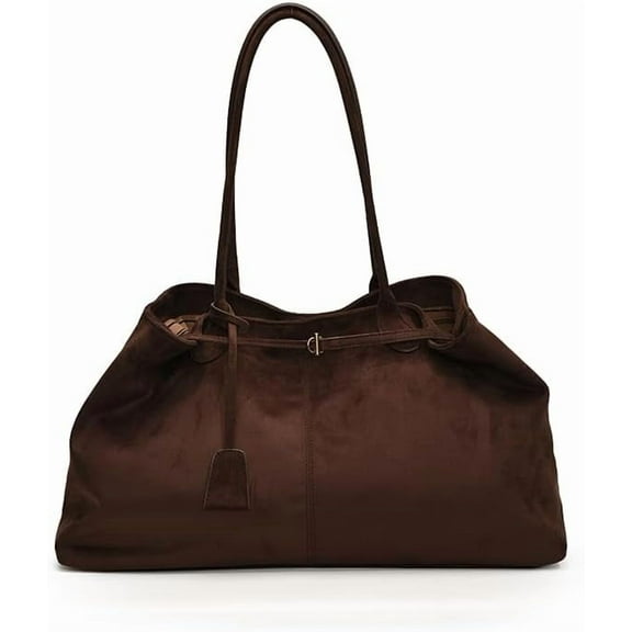 SPEKSEE Women Suede Tote Bag Solid Color Handbag Large Capacity Underarm Bag Trendy Satchel Bag for Work Travel Shopping