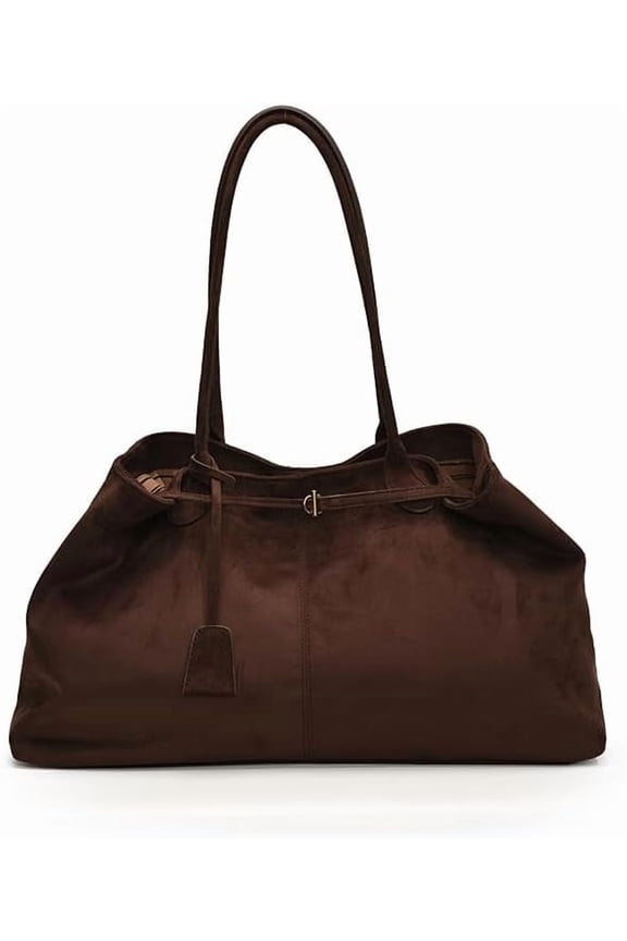 Women Suede Tote Bag Solid Color Handbag Large Capacity Underarm Bag Trendy Satchel Bag for Work Travel Shopping