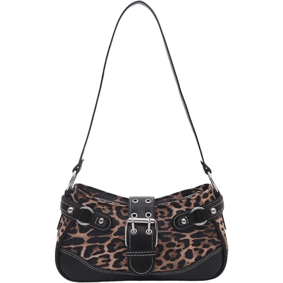 SPEKSEE Women Y2K Buckle Underarm Shoulder Bag, Vintage PU Leather Baguette Handbag, Versatile Crossbody Hobo Bag for Daily Streetwear Commuting