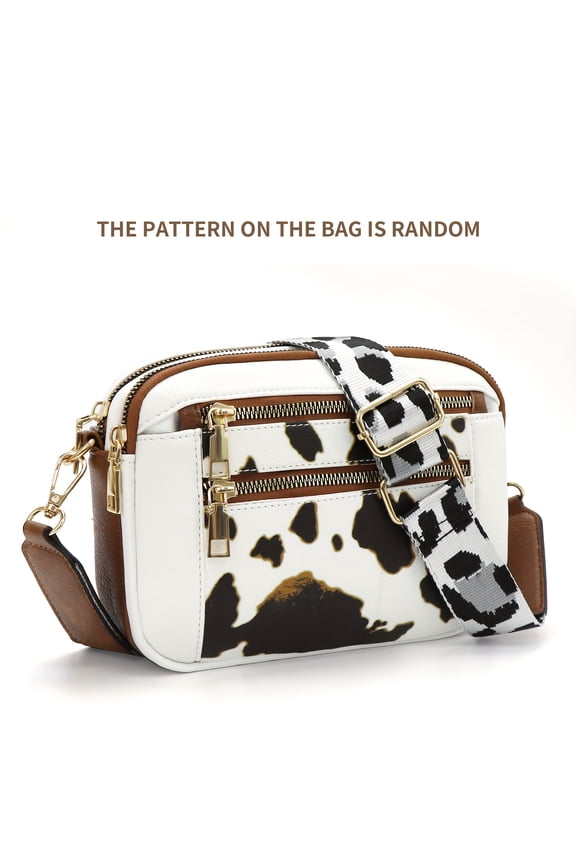 Women's Casual Cow Print Crossbody Purse - Adjustable Wide Shoulder Strap, Lightweight, Zipper Closure, Square Wallet, Vegan PU Material, Casual Accessory| Adjustable Strap Bag