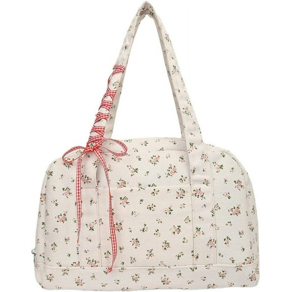 SPEKSEE Women’s Floral Canvas Boston Tote Bag, Coquette Large Top handle Shoulder Bag, Casual Commuter Bag for Travel Weekend