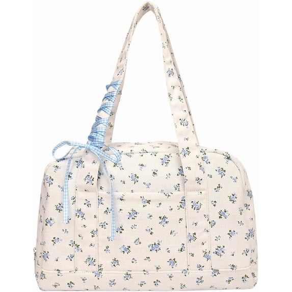SPEKSEE Women’s Floral Canvas Boston Tote Bag, Coquette Large Top handle Shoulder Bag, Casual Commuter Bag for Travel Weekend