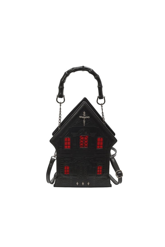 Women's Gothic Style Castle Design Crossbody Bag, Creative European and American Castle Design Niche Design House Handbag, Personalized Willow Nail Cross Women's Shoulder Crossbody Bag
