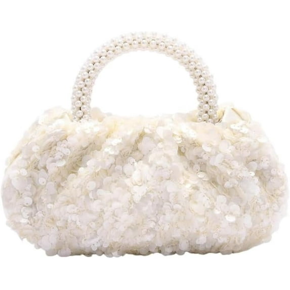 SPEKSEE Women’s Handmade Floral Embroidered Linen Mini Handbag, Retro Elegant Clutch Evening Bag with Wooden Top Handle