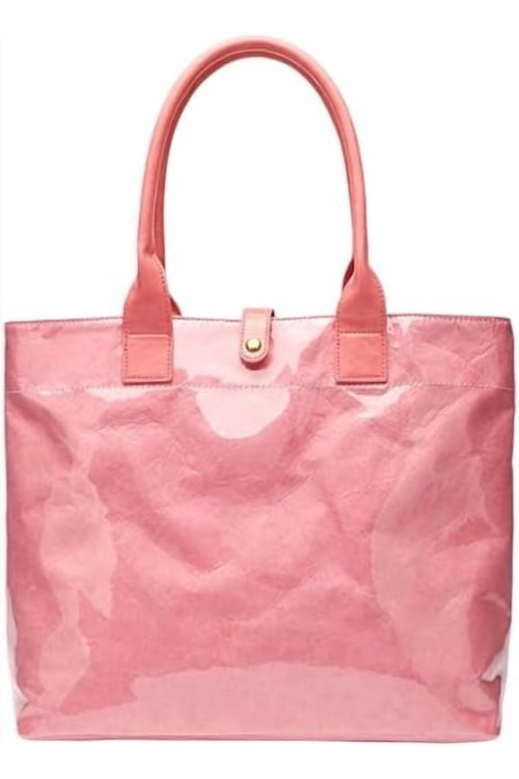 Women’s PVC Large Kraft Paper Tote Bag, Fashion Top Handle Casual Shoulder Bag for Work Travel Shopping Commute