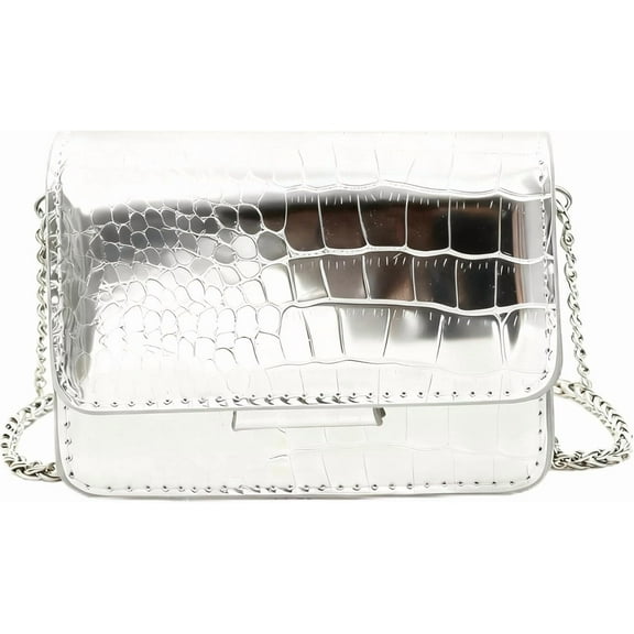 SPEKSEE Women’s Silver Mini Crossbody Purse, Chic Small PU Leather Evening Clutch Handbag, Elegant Purse for Night Events