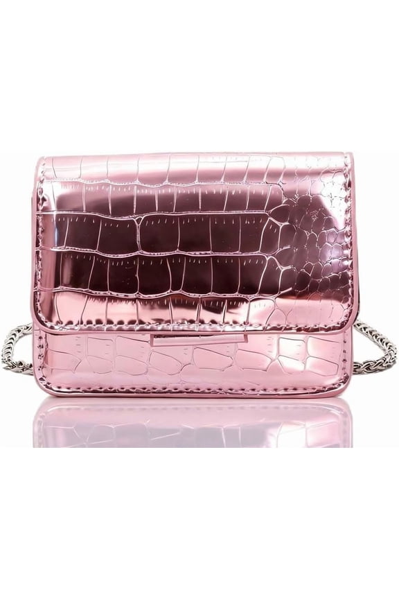 Women’s Silver Mini Crossbody Purse, Chic Small PU Leather Evening Clutch Handbag, Elegant Purse for Night Events