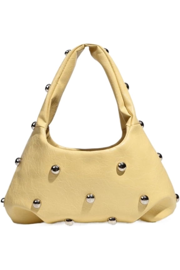 Women's Studded Y2k Shoulder Bag Punk Rock Leather Hobo Handbags with Silver Studs Trendy Daily Life Purses