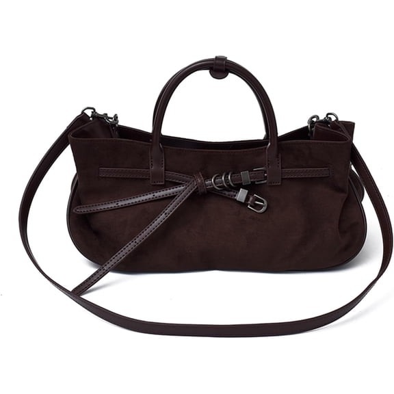 SPEKSEE Women’s Vintage Faux Suede Shoulder Bag, Slouchy Hobo Crossbody Bag for Work Travel, Retro Brown Purse for Fall