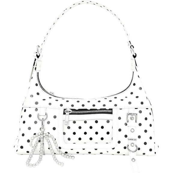 SPEKSEE Women’s Y2k Polka Dot Shoulder Hobo Bag,Retro PU Crossbody Bag with Coquette Clear Pocket,Stylish Underarm Fall Purse