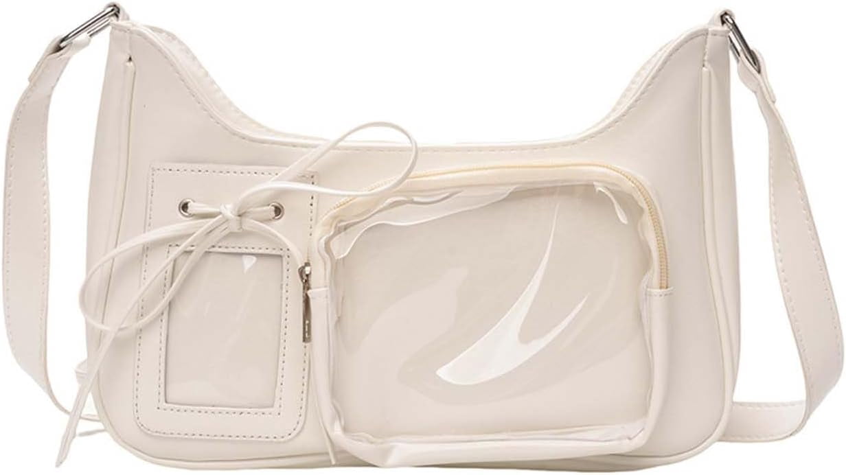 SPEKSEE Y2k Fashion Shoulder Bag Kawaii Lolita Ita Bag Badge Display Bag with Two Transparent Display Windows