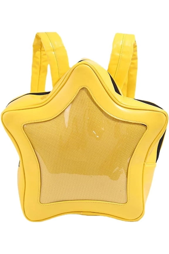 Yellow Star Kawaii Backpack PU Leather Ita Bag Backpack Y2k Shoulder Bag Aesthetic Cute Backpack