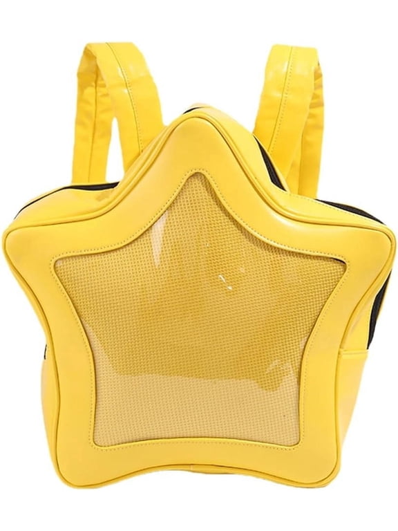 Yellow Star Kawaii Backpack PU Leather Ita Bag Backpack Y2k Shoulder Bag Aesthetic Cute Backpack
