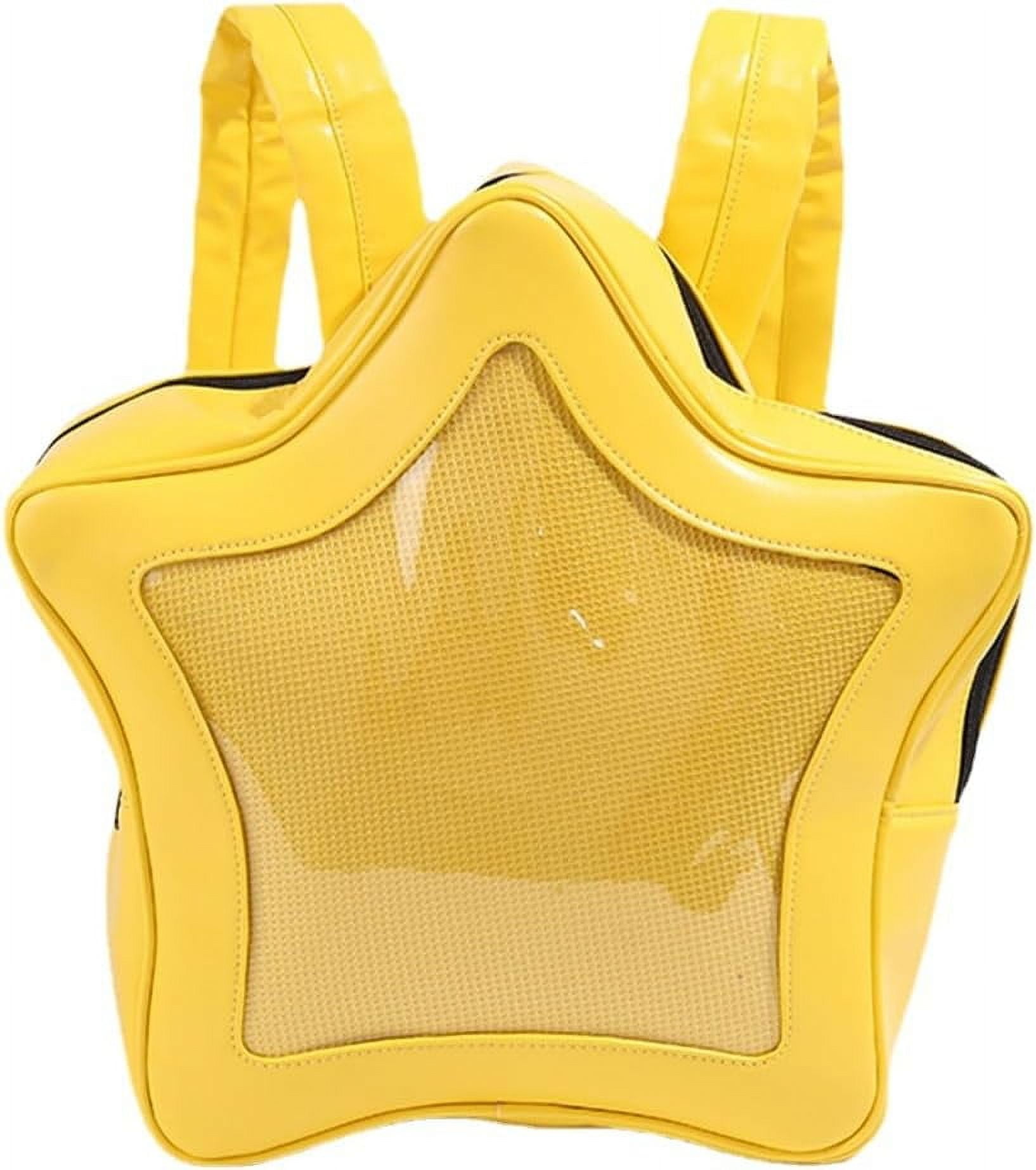 SPEKSEE Yellow Star Kawaii Backpack PU Leather Ita Bag Backpack Y2k Shoulder Bag Aesthetic Cute Backpack
