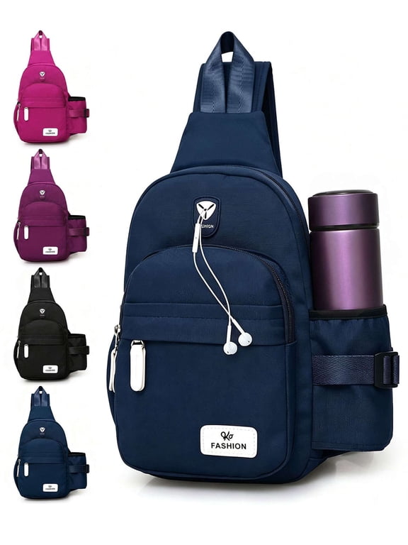 Nylon Sling Chest Bag for Men Women, Water Resistan Shoulder Bag Unbalance Crossbody Backpack for Gym Travel Hiking (7.1"*2.75"*13.5", Blue)