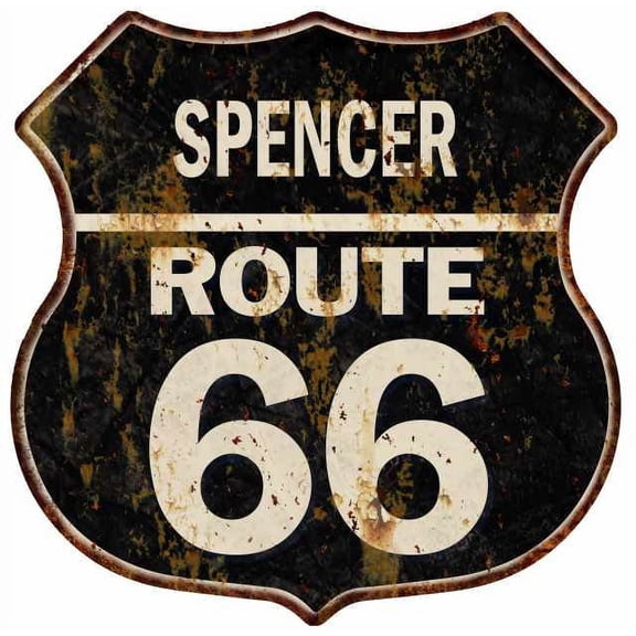 SPENCER Route 66 Gift Shield Metal Sign Man Cave Gift 211110004443